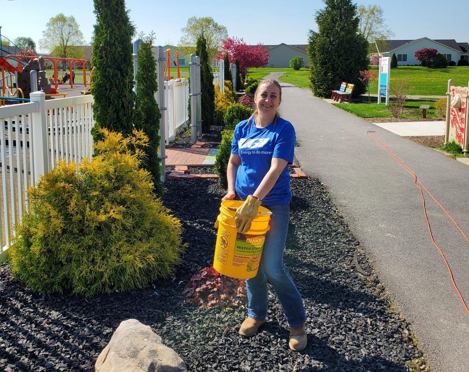 Julie volunteering outdoors