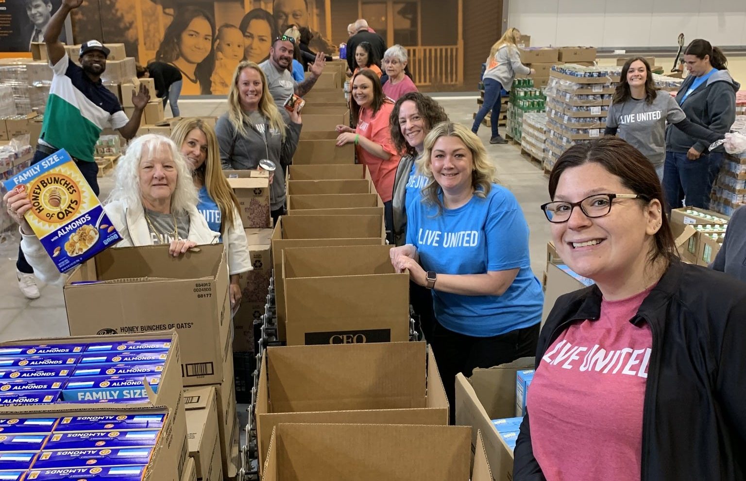 UGI employees packing food boxes at CEO Weinberg Food Bank.